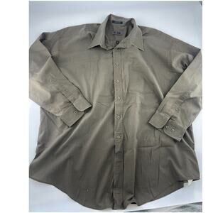 Oleg Cassini Shirt Mens Big Size 19 34/35 Dark Grey Brown Button Up Casual Long